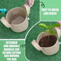 ORILEY Plant Growing Bag with Sturdy Handle Size 24x24 inch 500 GSM Round Beige, OR-RGB-264 (Pack of 2) image 5