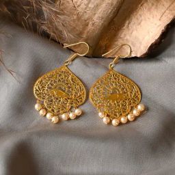 Teejh Daivita Golden & Pearl Dangler Earrings-picture-32