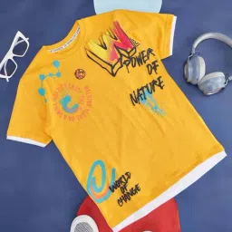 Pantaloons Junior Kids Yellow Cotton Printed T-Shirt-picture-22