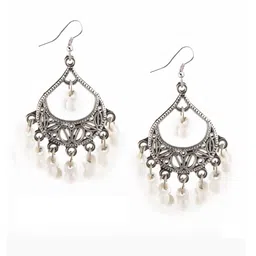 Creative Frogs Set of 2 Silver Plated Orange & White Beaded Drop Earrings image 2