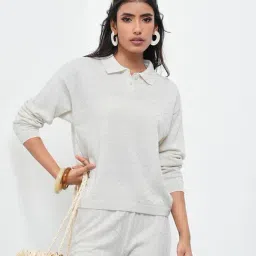 Akkriti By Pantaloons Ecru Regular Fit Textured Sweater image 4