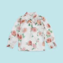 Pantaloons Junior White & Pink Cotton Floral Print Full Sleeves Top-picture-17