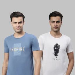 Vimal Jonney Blue & White Printed Lounge T-Shirt - Pack of 2-picture-22