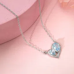 GIVA 925 Sterling Silver Rhodium-Plated Stone Studded First Love Chain-picture-38