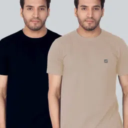 Lux Nitro Navy & Ecru Regular Fit T-Shirt Pack of - 2-image-0