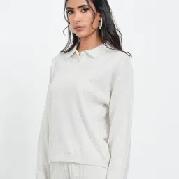 Akkriti By Pantaloons Ecru Regular Fit Textured Sweater image 3