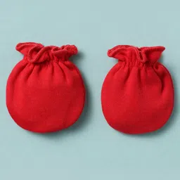 Ben Benny 100% Cotton Knit Mitten Booties With Text Print Pack Of 2 - Red & White image 2