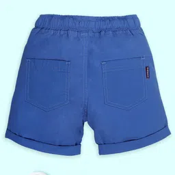 Kiddopanti Cotton Leaves Printed Roll Up Shorts - Blue image 3