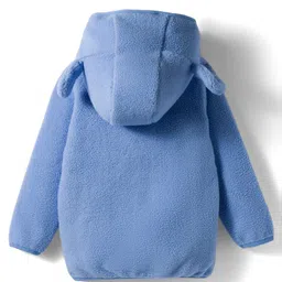 Mark & Mia Polar Fleece Knit Full Sleeves Hooded SweatJacket with Kangaroo Pocket & Badge Detailing - Blue image 2