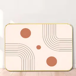 Livin'luxe Off White & Orange Colored Geometric Line Printed Wall Art image 5