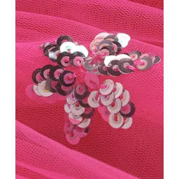 Babyhug Woven Sleeveless Sequin Net Embroidered Ethnic Dress - Pink image 3