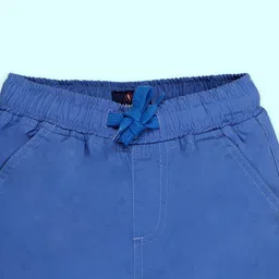 Kiddopanti Cotton Leaves Printed Roll Up Shorts - Blue image 4