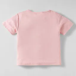 ToffyHouse Cotton Knit Half Sleeves Front Open T-Shirt & Checkered Shorts Set with Bear Embriodery - Peach & Light Blue image 3