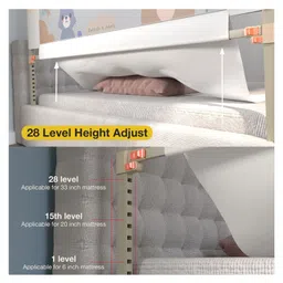 BAYBEE Baby Bed Rail Guard for Baby Toddlers Safety, Portable Kids Bed Rail Safeguard Fence with 28 Adjustable Height | Foldable Single Side Bed Protector for Newborn Baby (Grey/White, 200x80cm) image 4
