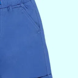 Kiddopanti Cotton Leaves Printed Roll Up Shorts - Blue image 5