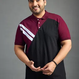 bigbanana Men Colourblocked Polo Collar Pure Cotton Bio Finish Plus Size T-shirt image 1