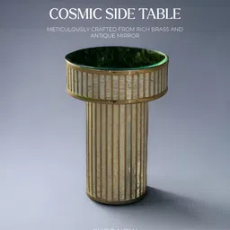 Qdore Home Beige & Transparent Glass & Metal Round Bedside Table-picture-20