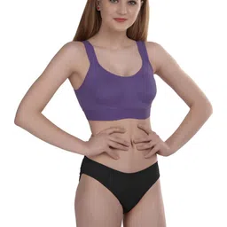 samvar Women Purple,Brown Cotton Bra Panty Set for Lingerie Set Undergarments Pack of 2 image 4