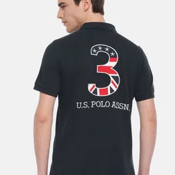 U.S. Polo Assn. Men Navy Blue Solid Polo Collar T-shirt image 4