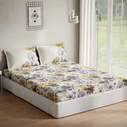 DDecor Rosie Floral Purple Cotton 136 TC Double Bedsheet With 2 Pillow Covers-picture-25
