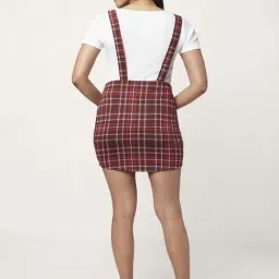 People by Pantaloons Brown Chequered Pencil Skirt image 2