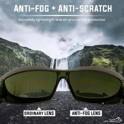 SAFE HANDLER PrimeX IR5 Safety Glasses Rimless Frame Anti-Scratch Anti Fog Wrap Around Lens Polycarbonate Black Dark Green image 3