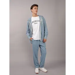 American Eagle Blue Regular Fit Printed Hooded Sweatshirt-picture-26