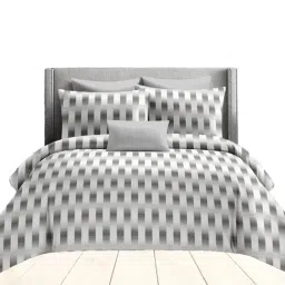 Ariana Garda Grey Cotton Geometric 210 TC King Bedsheet with 2 Pillow Covers-image-38