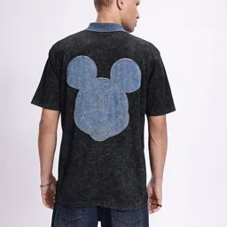 Kook N Keech Disney Men Mickey Mouse Printed Polo Collar Oversized T-shirt image 4