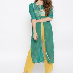 AURELIA Women Green Printed Ethnic Jacket-image-76