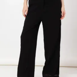Zink London Black Regular Fit High Rise Trousers-image-74