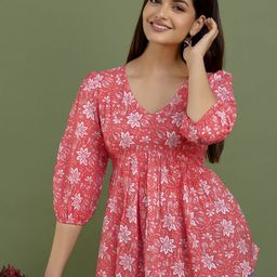 Dream Beauty Fashion Women Floral Printed Puff Sleeve Peplum Top-picture-9