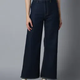 High Star Dark Blue Cotton Straight Fit Mid Rise Jeans-image-10