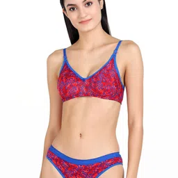 samvar Women Red Cotton Bra Panty Set for Lingerie Set Undergarments Pack of 1-picture-10