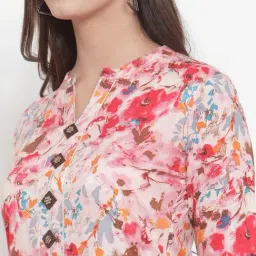 Indibelle Pink Printed Straight Kurta image 5