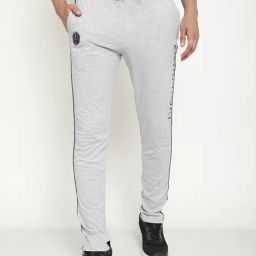 Octave Grey Melange Cotton Regular Fit Printed Trackpants-picture-41