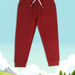 MINIKLUB Kids Red Solid Joggers-image-93