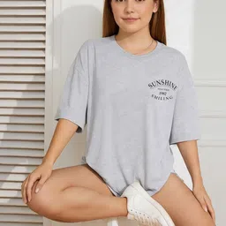 SZN Women Grey Typography Printed T-shirt-picture-20