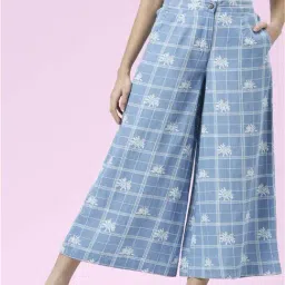 Akkriti by Pantaloons Blue Chequered Culottes-image-46
