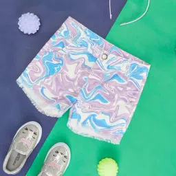 Pantaloons Junior Lilac & Blue Cotton Printed Shorts-image-54