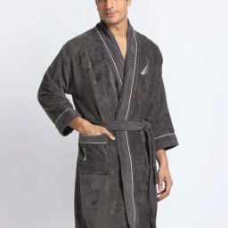Nautica Highline Dark Grey Cotton 500 GSM Ultra Soft Bath Robe-picture-45