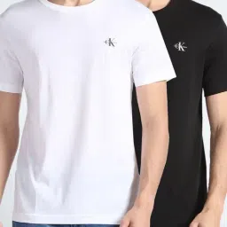 Calvin Klein Jeans Black & White Cotton Regular Fit T-Shirt-image-48