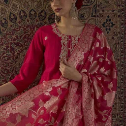 Indo Era Women Ethnic Motifs Embroidered Regular Kurta with Trousers & With Dupatta-picture-24