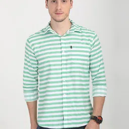 Rope Men Standard Slim Fit Horizontal Stripes Striped Casual Shirt-picture-23