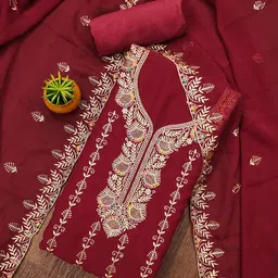 SAINOOR Embroidered Silk Georgette Unstitched Dress Material-picture-20