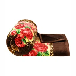 bsb home Brown Floral Mild Winter 350 GSM Single Bed Blanket-picture-23