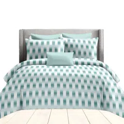 Ariana Garda Powder Blue Cotton Geometric 210 TC King Bedsheet with 2 Pillow Covers-image-20