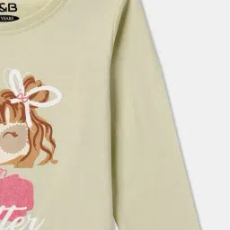 R&B Kids Light Green Graphic Print Regular Fit T-Shirt image 3