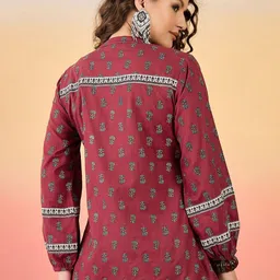 Sangria Ethnic Motif Printed Cotton Empire Top image 4