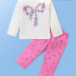 Babyoye Eco Conscious 100% Cotton With Anti Bacterial Finish Full Sleeves Night Suit Floral Print - Pink-picture-15